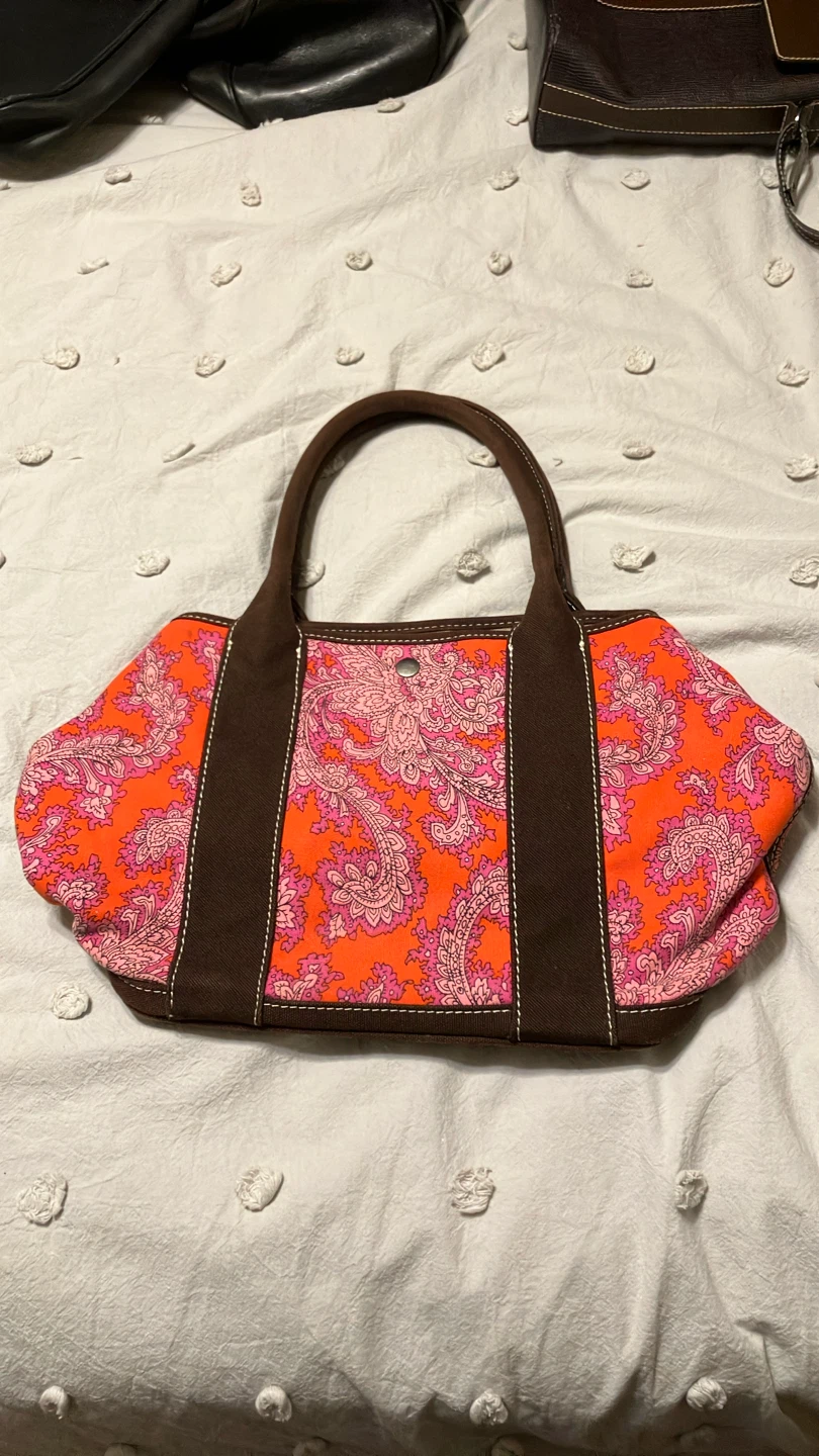 J.Crew Orange and Pink Paisley Tote Bag