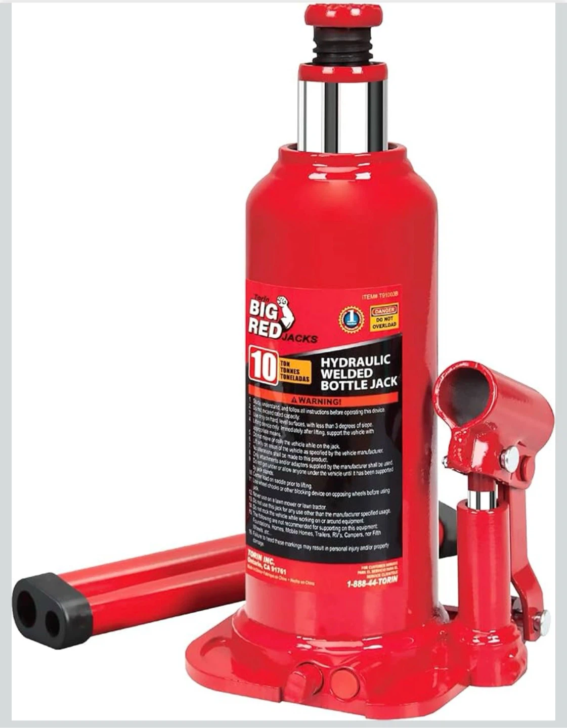 Torin Big Red 10 Ton Hydraulic Welded Bottle Jack