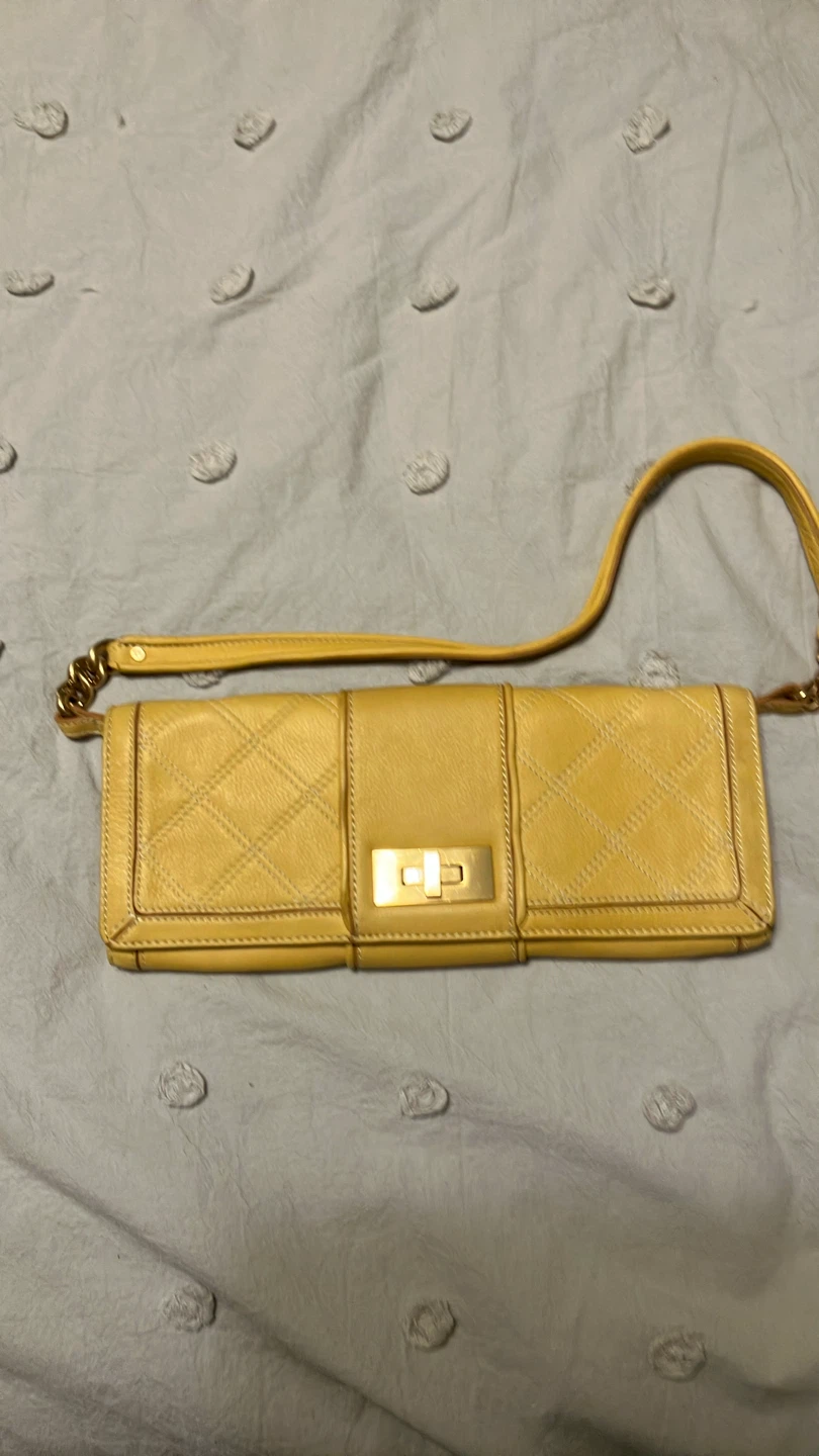 Liz Claiborne Yellow Quilted Leather Clutch Bag