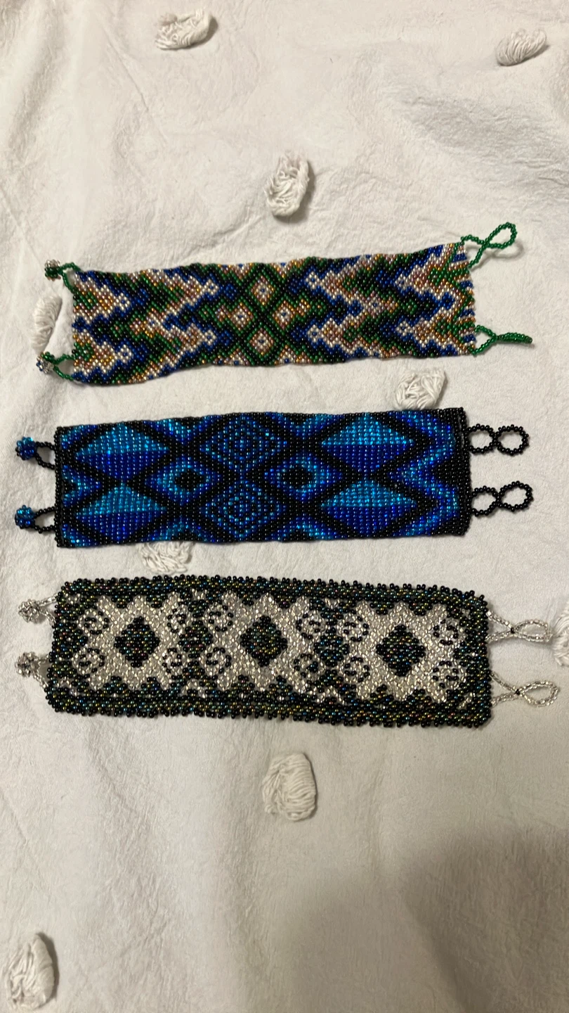 Set of 3 Woven Beaded Bracelets
