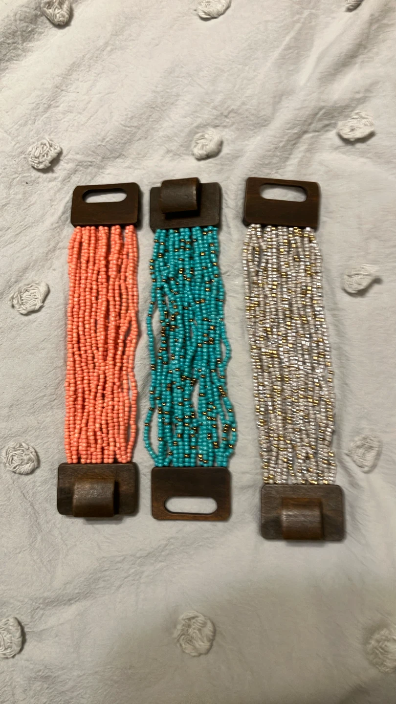 Set of 3 Multi-Strand Beaded Bracelets