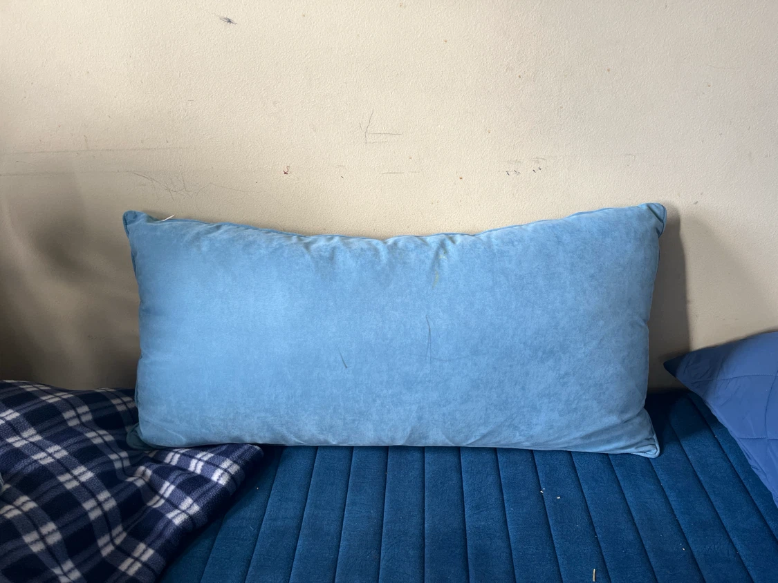 Light Blue Velvet Lumbar Pillow