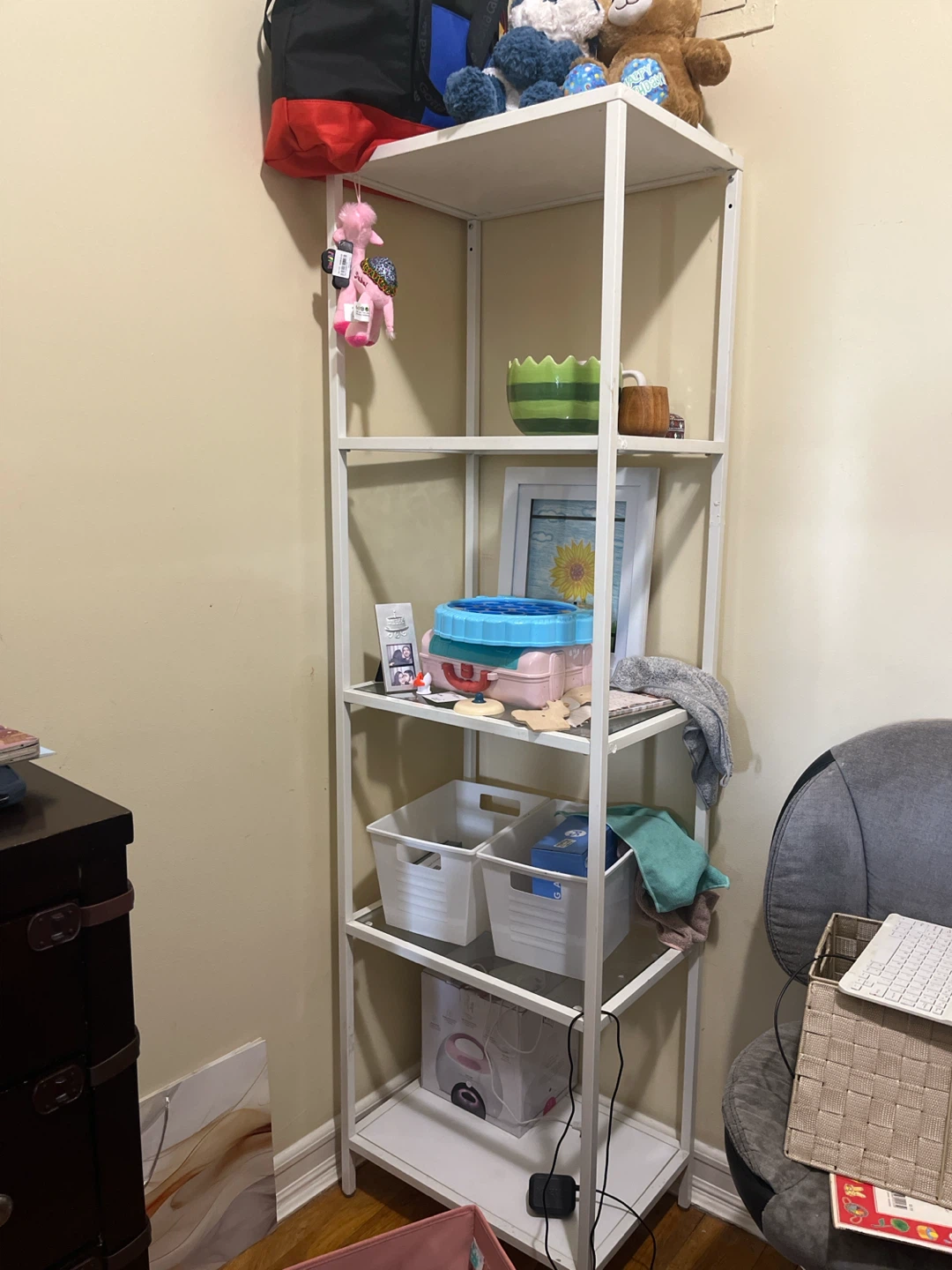 White Metal Open Shelf Unit