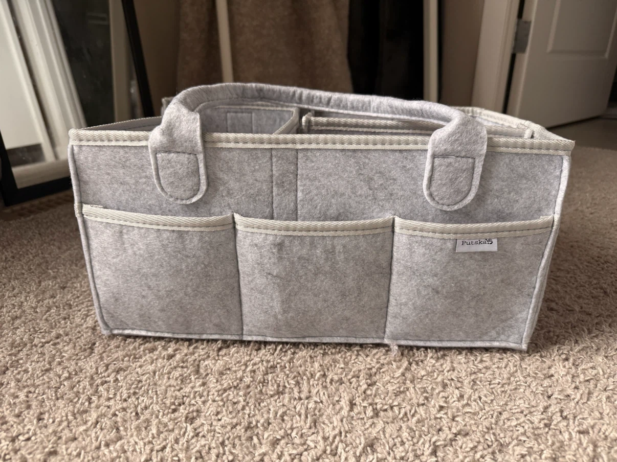Putska Grey Felt Diaper Caddy Organizer