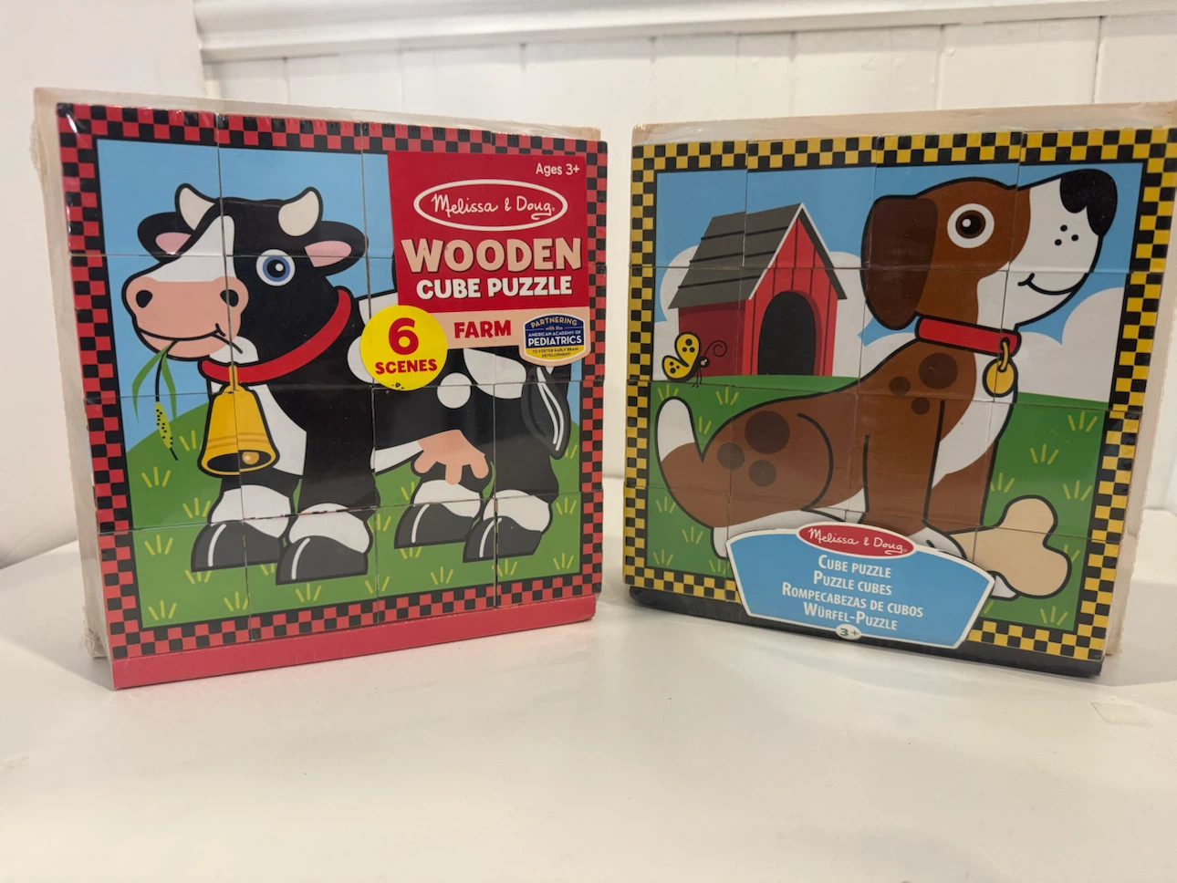 2 Melissa & Doug Wooden Cube Puzzles