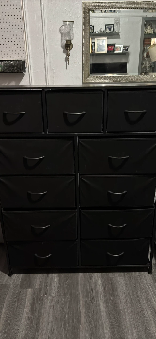 Black 11-Drawer Fabric Dresser