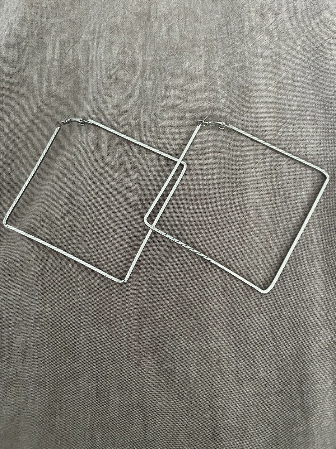Silver-Tone Square Hoop Earrings