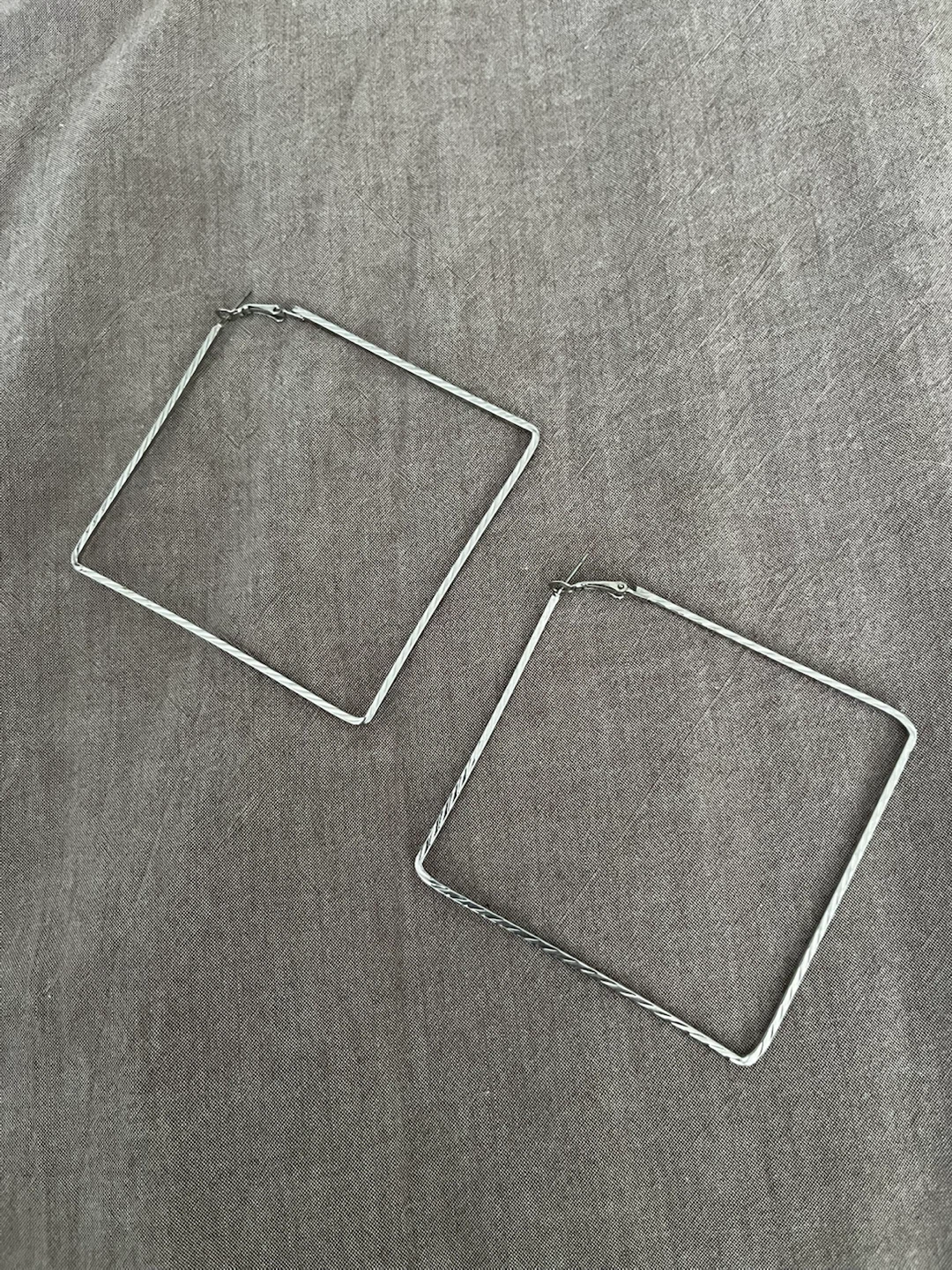 Silver-Tone Square Hoop Earrings - photo 2