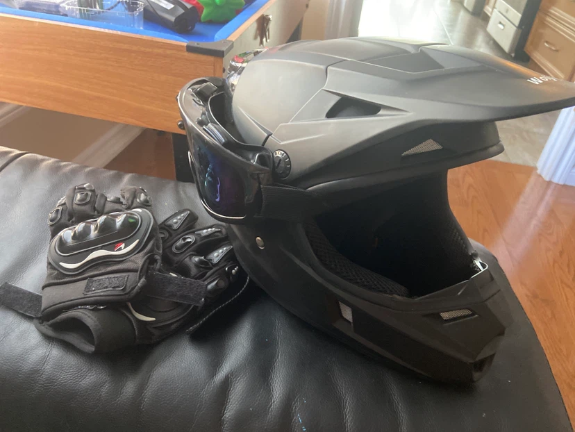 Woljay Motorcycle Helmet and Gloves Set