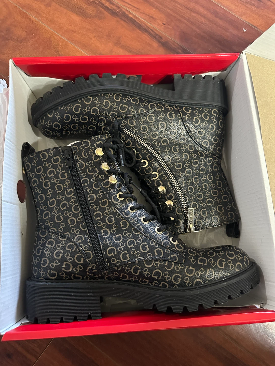 Guess Black and Brown Monogram Boots (9)
