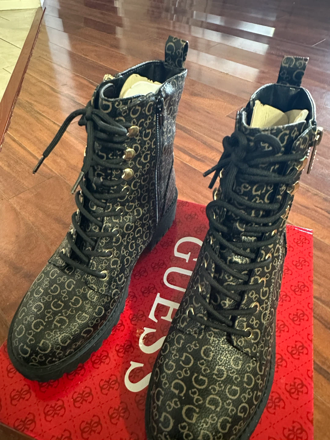 Guess Black and Brown Monogram Boots (9) - photo 2