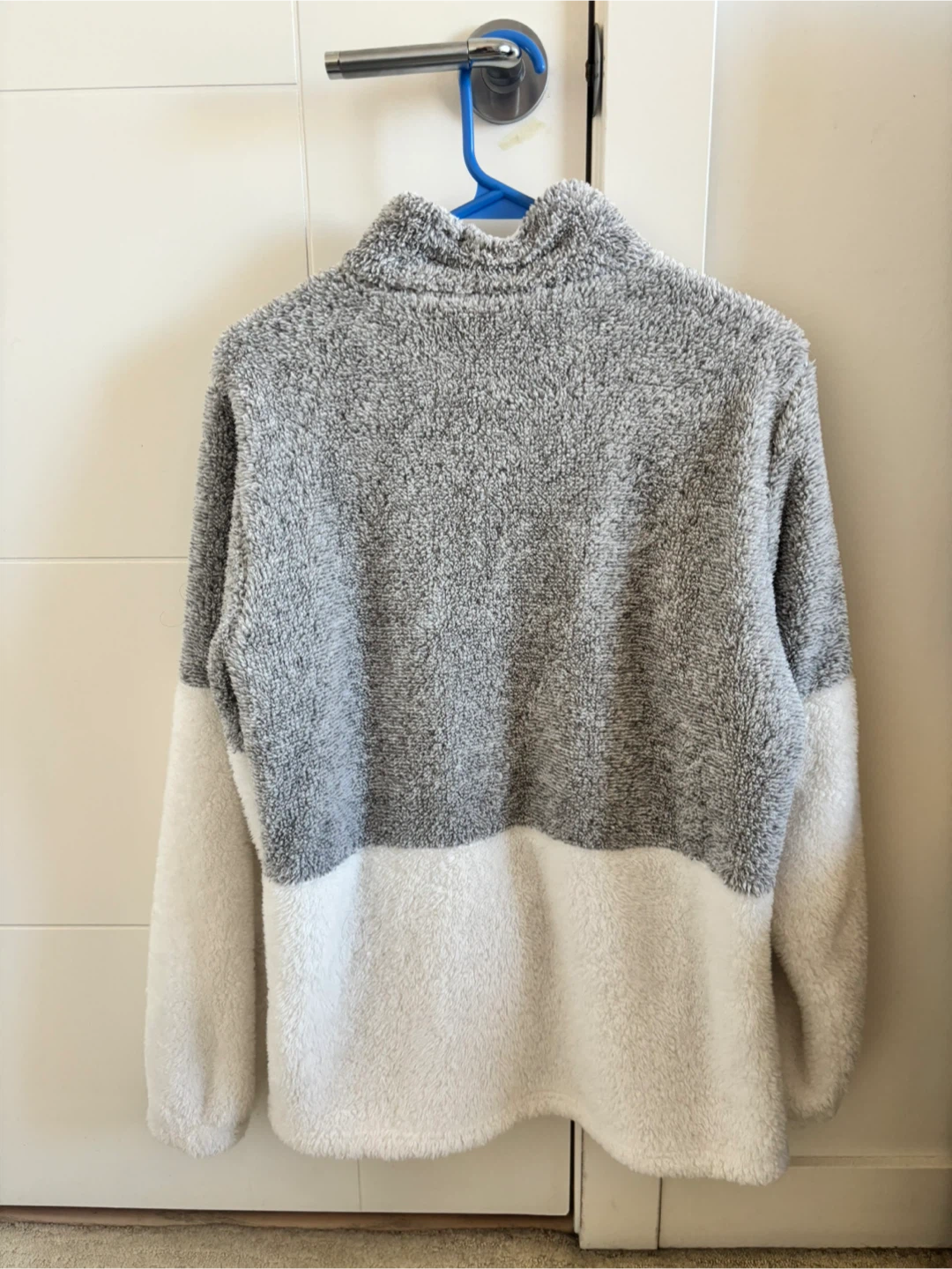 Grey and White Sherpa Quarter-Zip Pullover - photo 2