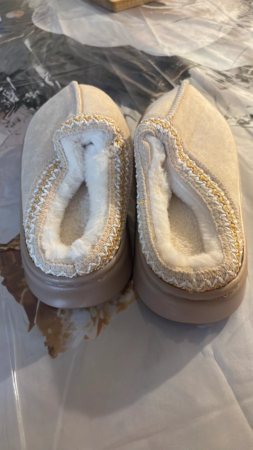 Beige Faux Fur Lined Home Slippers - photo 2