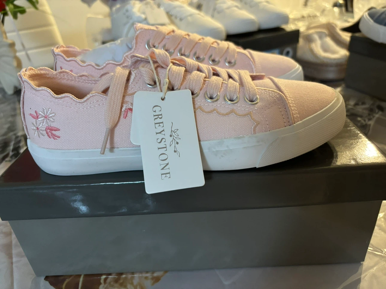 Greystone Pink Floral Canvas Sneakers