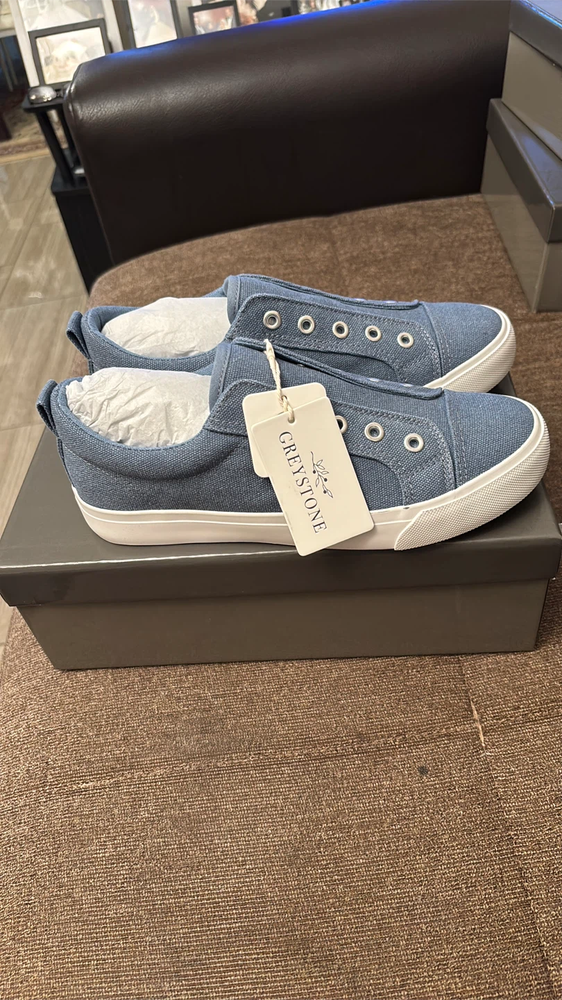 Greystone Blue Canvas Slip-On Sneakers