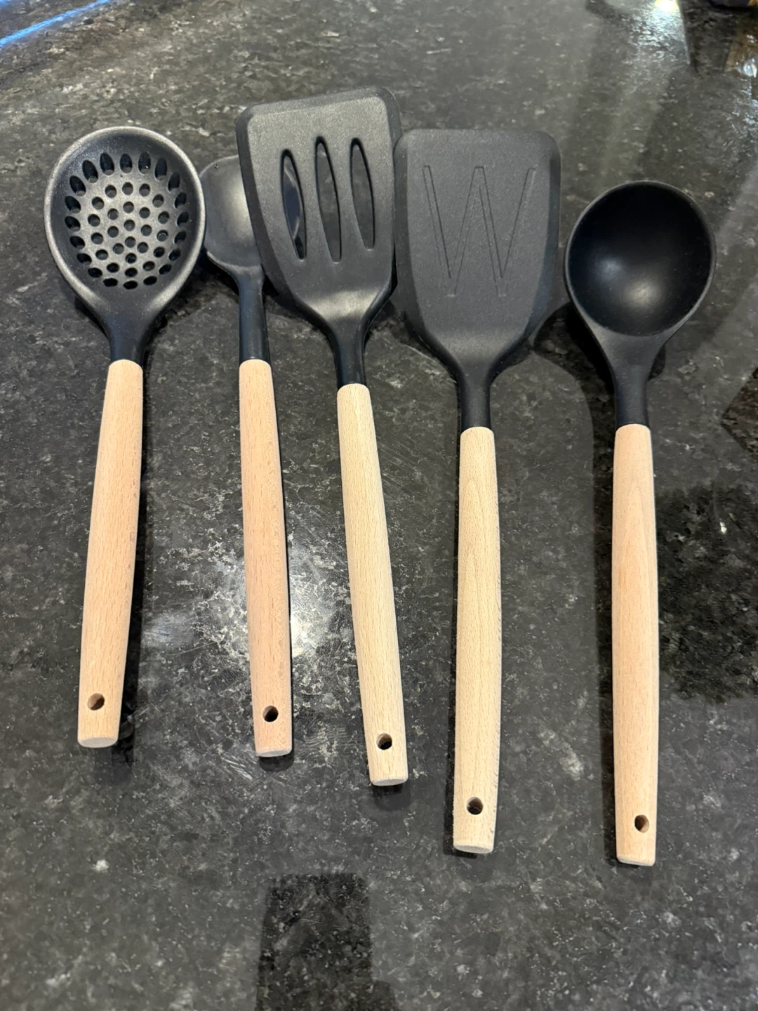 Unused Black Silicone Utensils, Set of 5