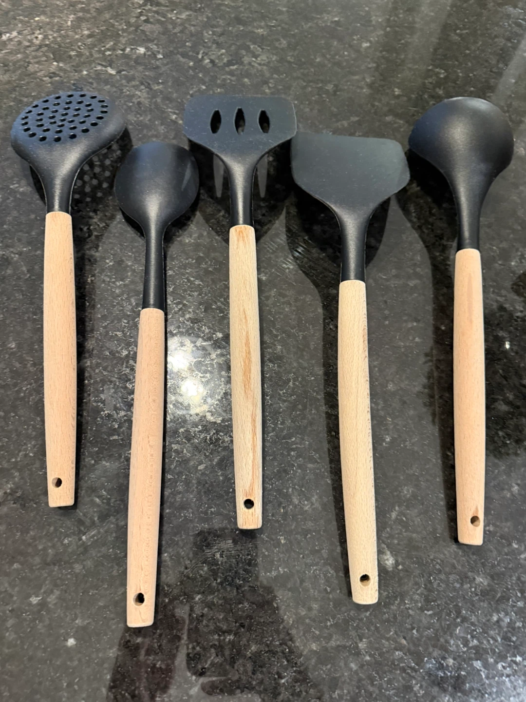 Unused Black Silicone Utensils, Set of 5 - photo 2