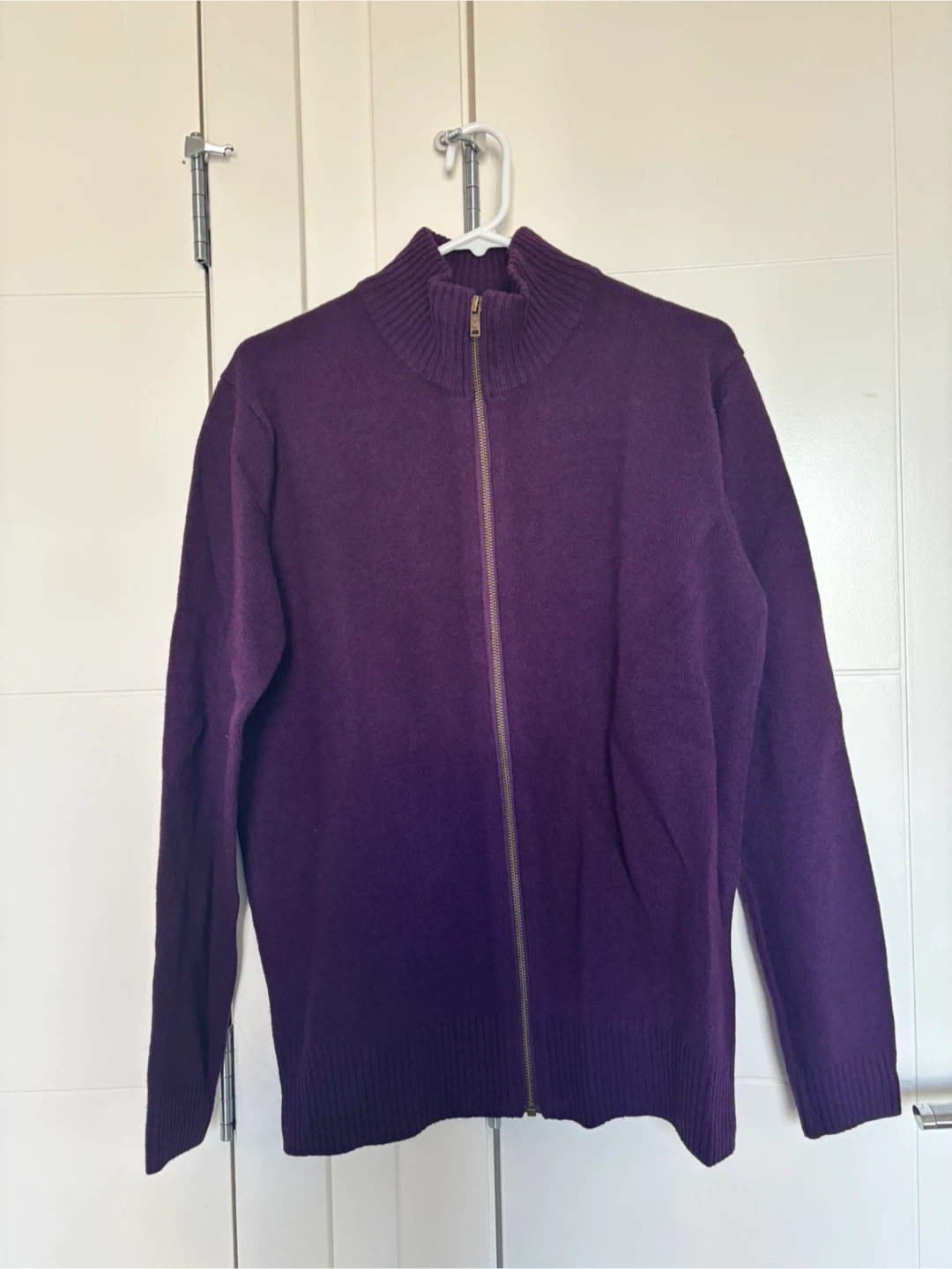 WoolOvers Purple Full-Zip Mock Neck Sweater
