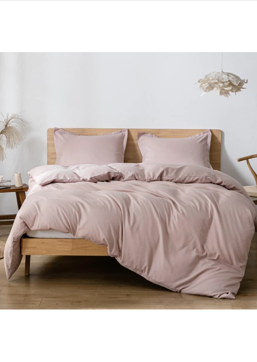 Queen Pink Duvet Cover Set with Pillow Shams