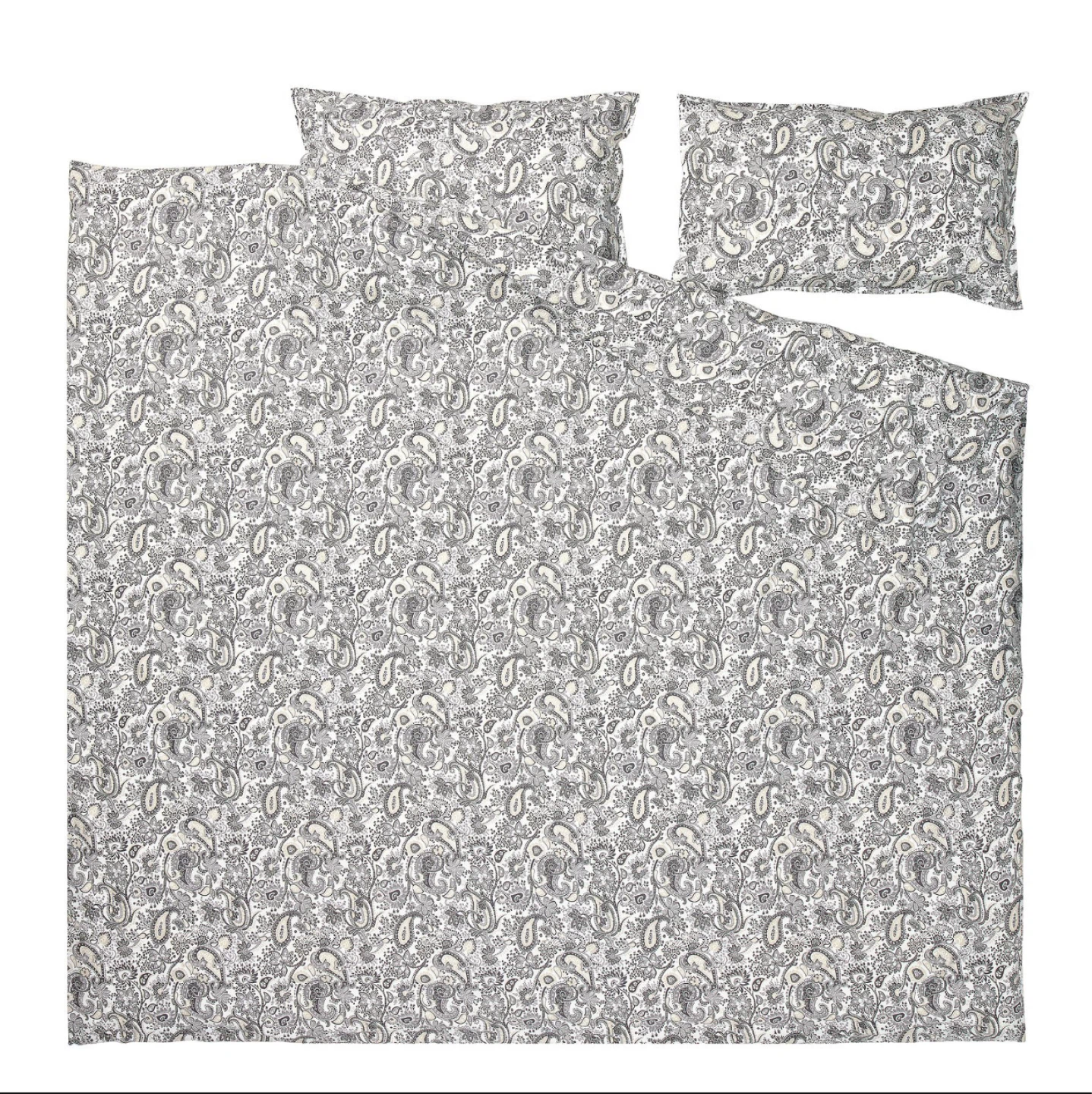 IKEA RODGERSIA Queen Duvet Cover Set - Gray/White Paisley