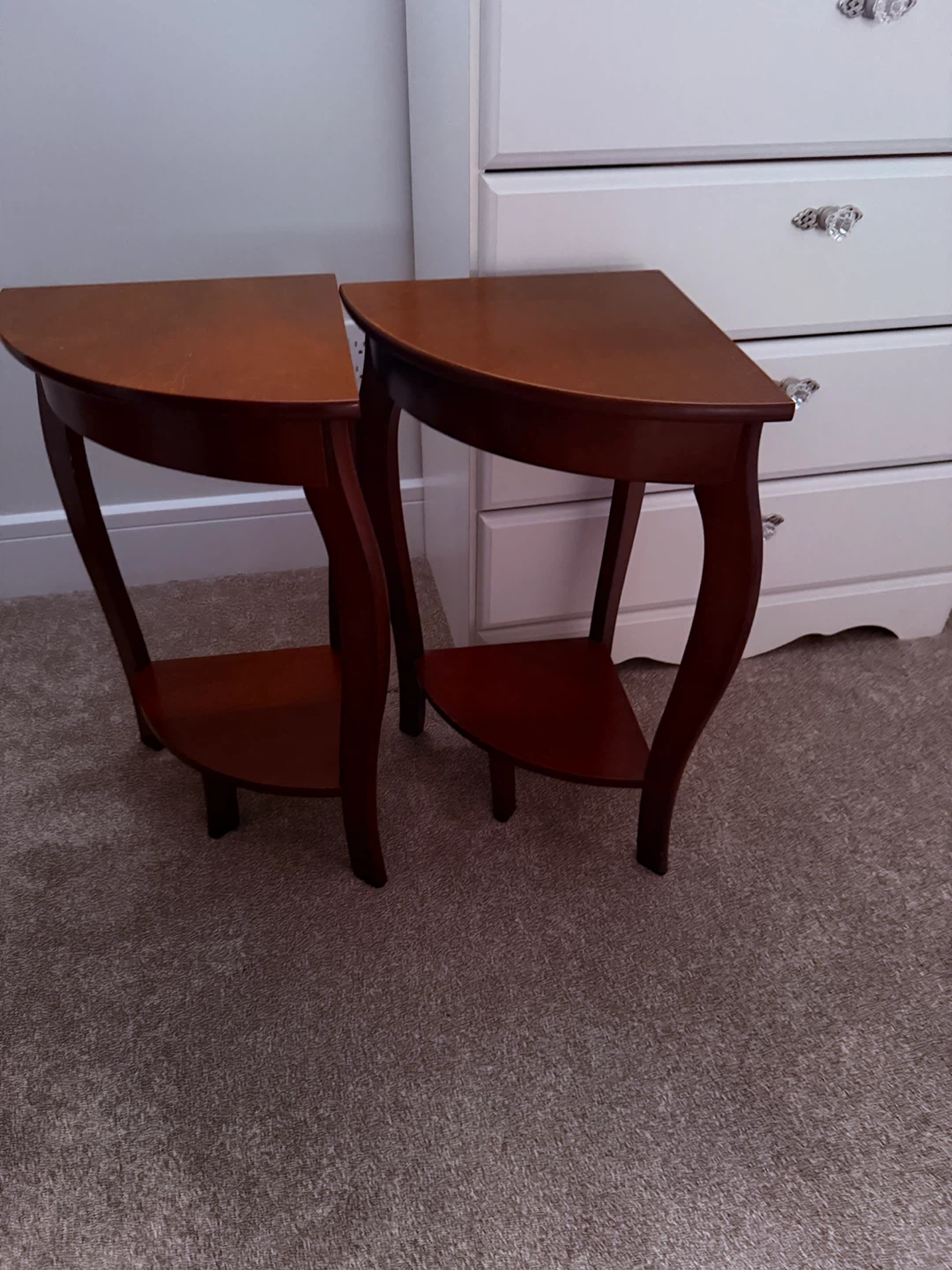 Set of Two Wooden Corner Accent Tables