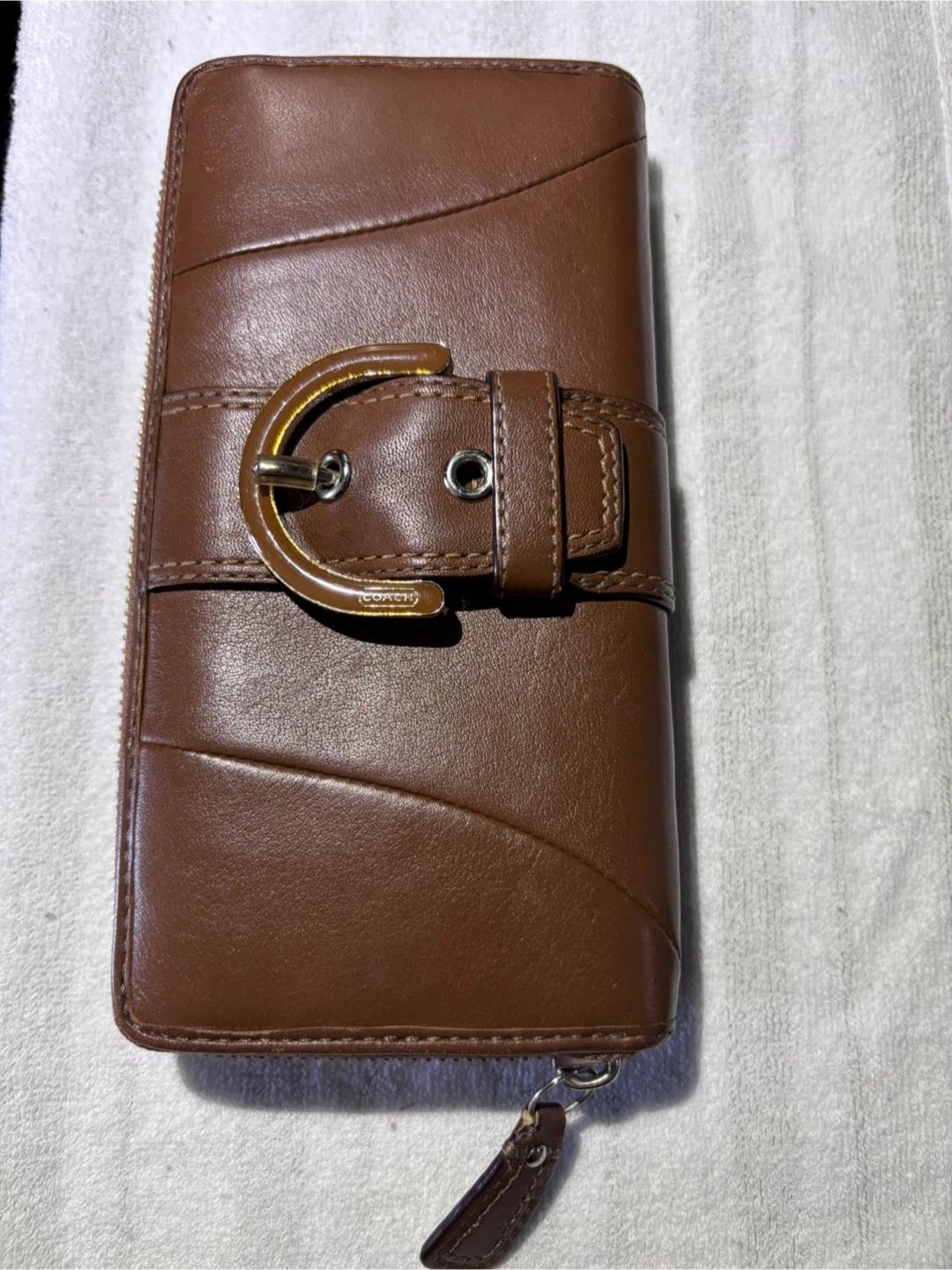 Coach Brown Leather Zip-Around Wallet