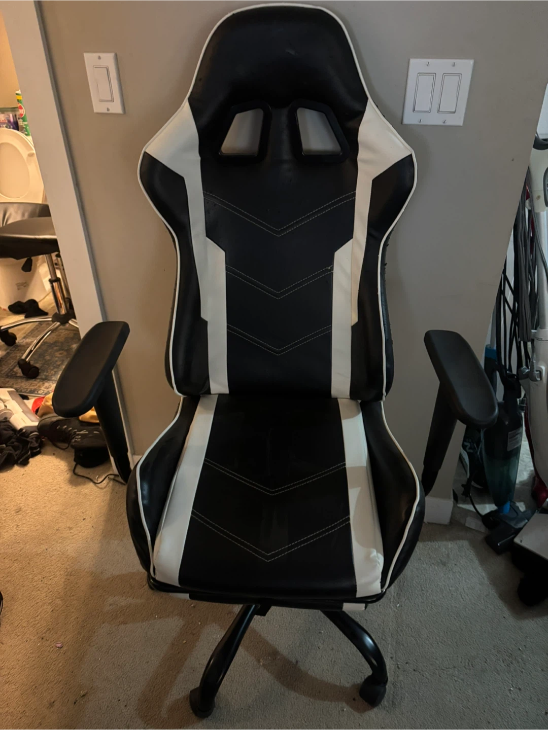 Black and white gaming chair