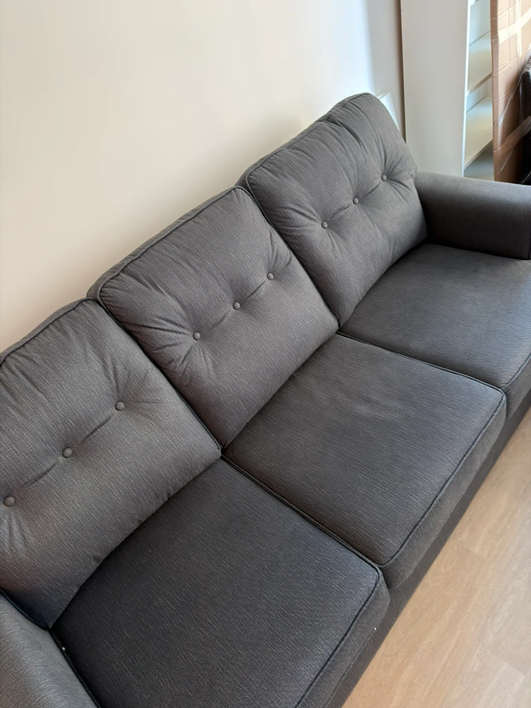 Dark Grey 3-Seater Tufted Fabric Sofa - photo 3