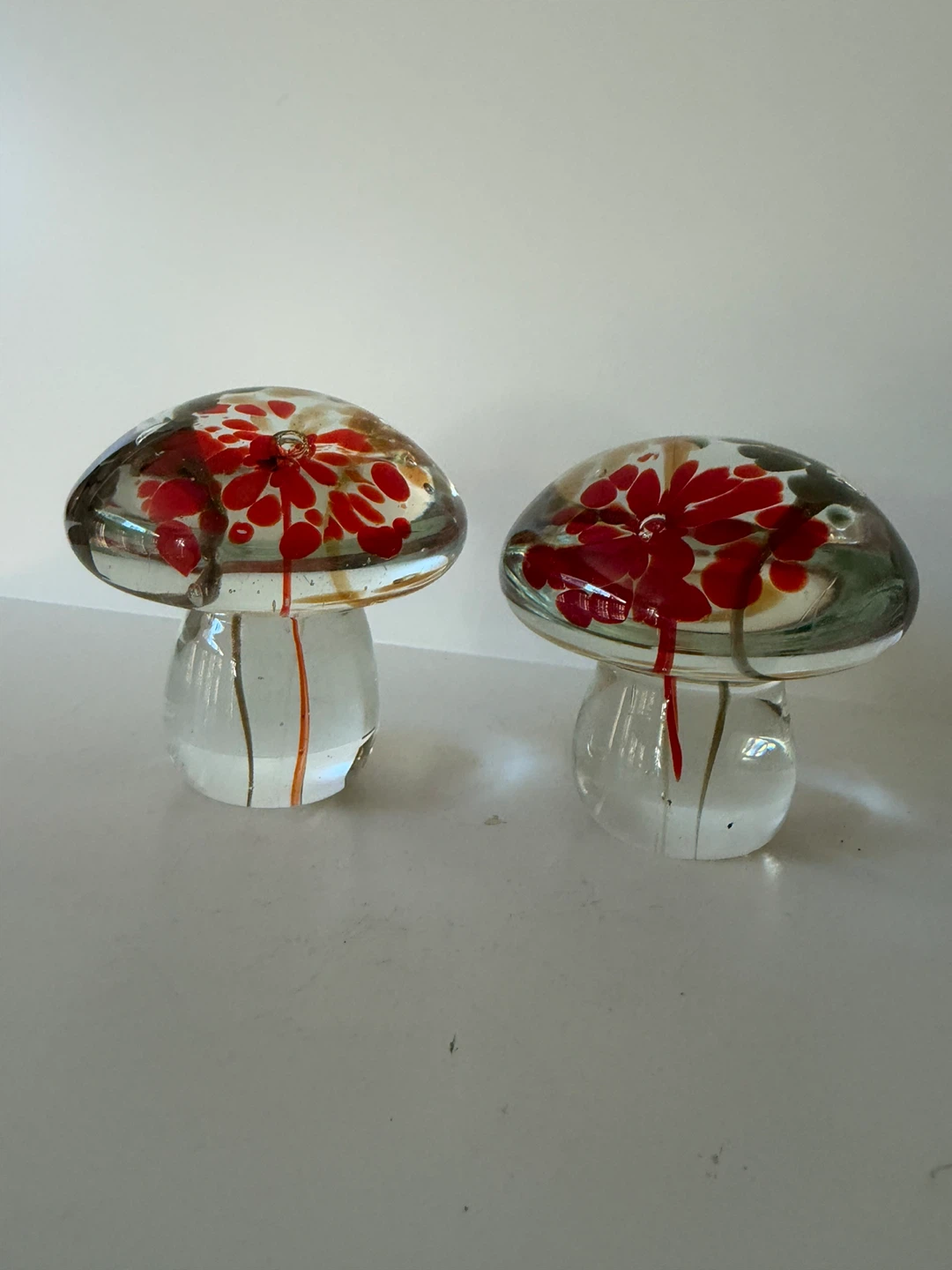 Set of Two Vintage Art Glass Mushroom Paperweights - photo 3