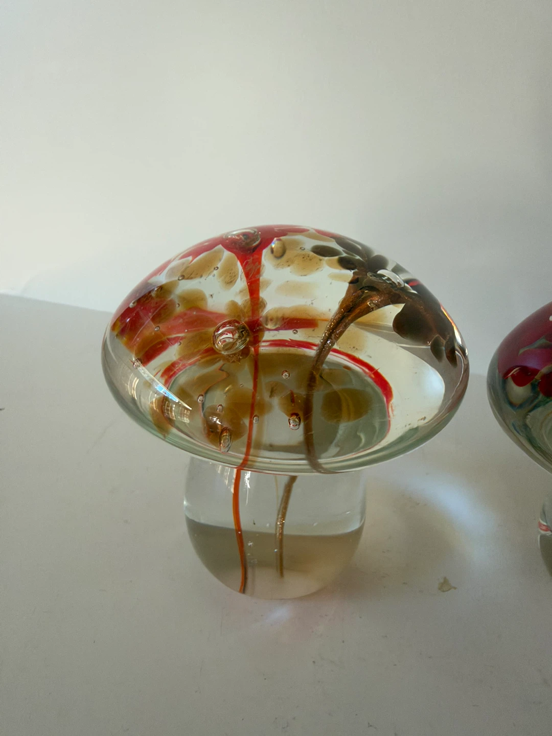 Set of Two Vintage Art Glass Mushroom Paperweights - photo 4