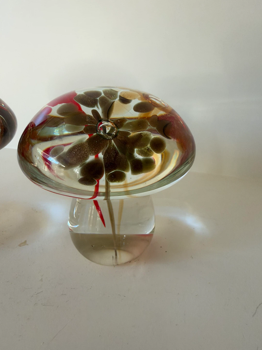 Set of Two Vintage Art Glass Mushroom Paperweights - photo 5