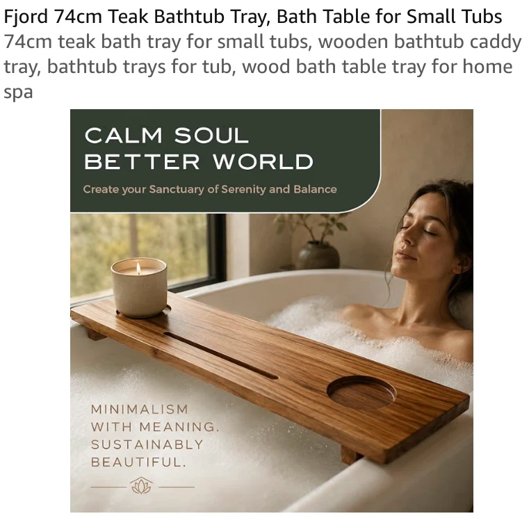 New Fjord Solid Teak Bathtub Tray