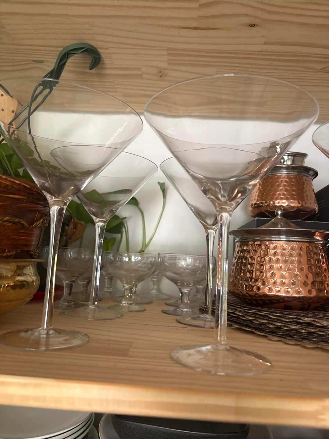 8 Clear Glass Martini Glasses