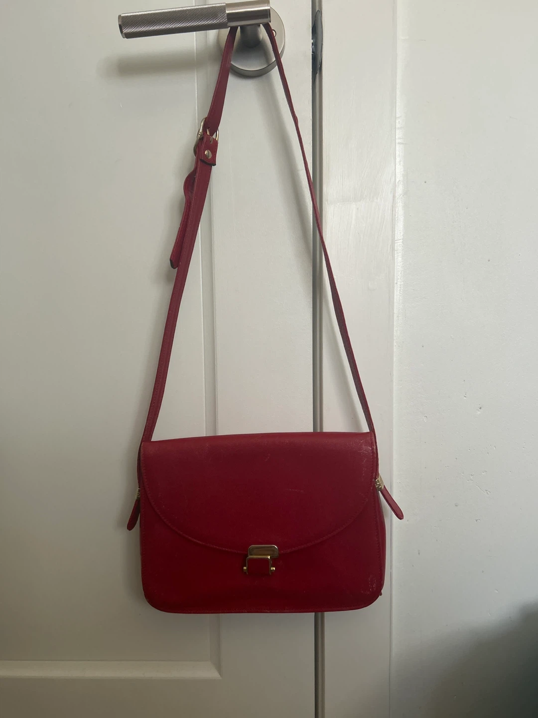 Red Vintage Italian Leather Crossbody Bag
