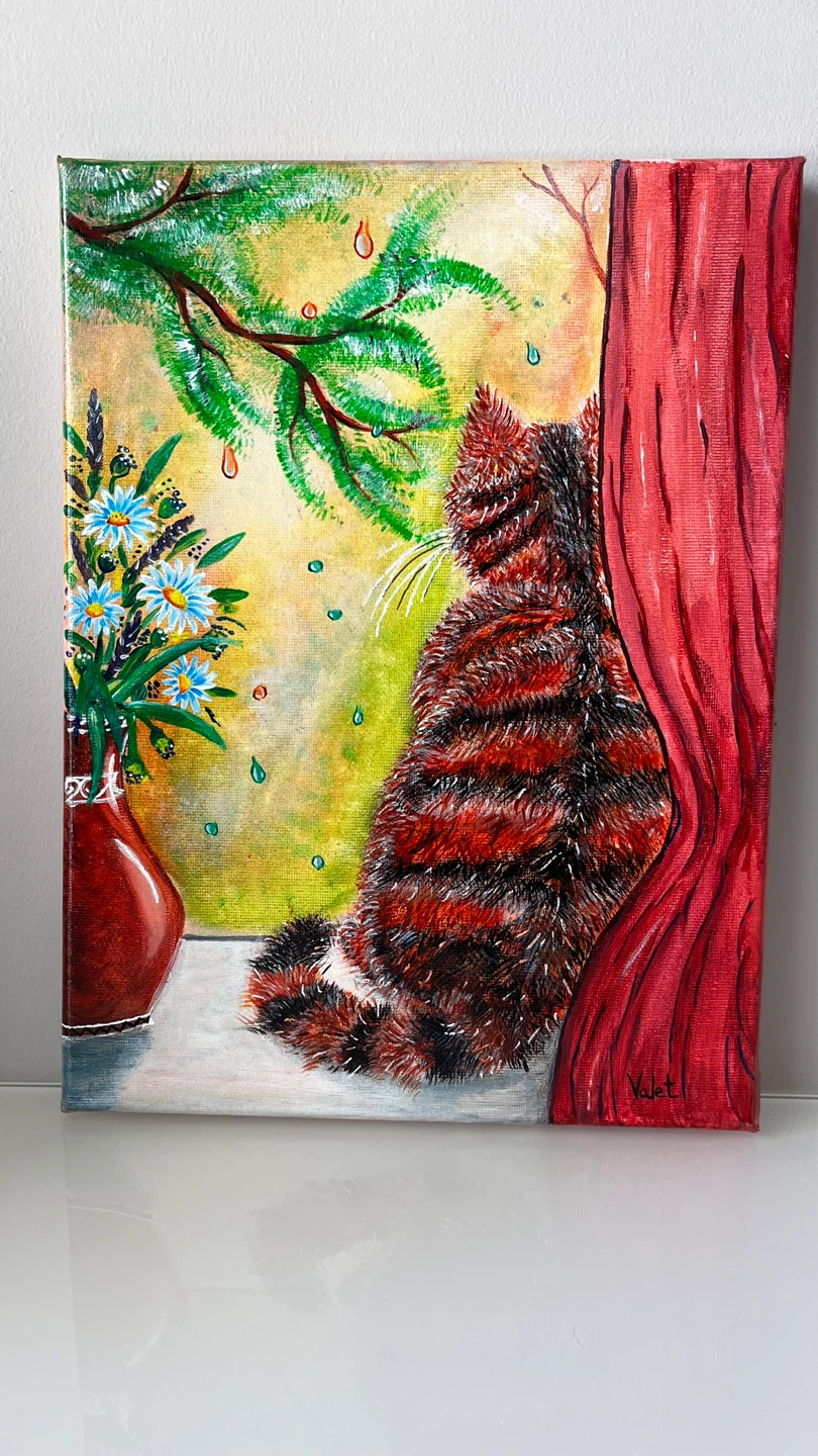 Hand-painted original cat artwork