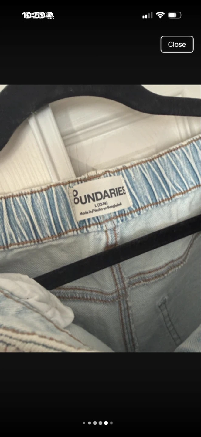 WOMEN LARGE JEANS WIDE LEG STUDS ON SIDES ELASTIC WAIST - photo 5