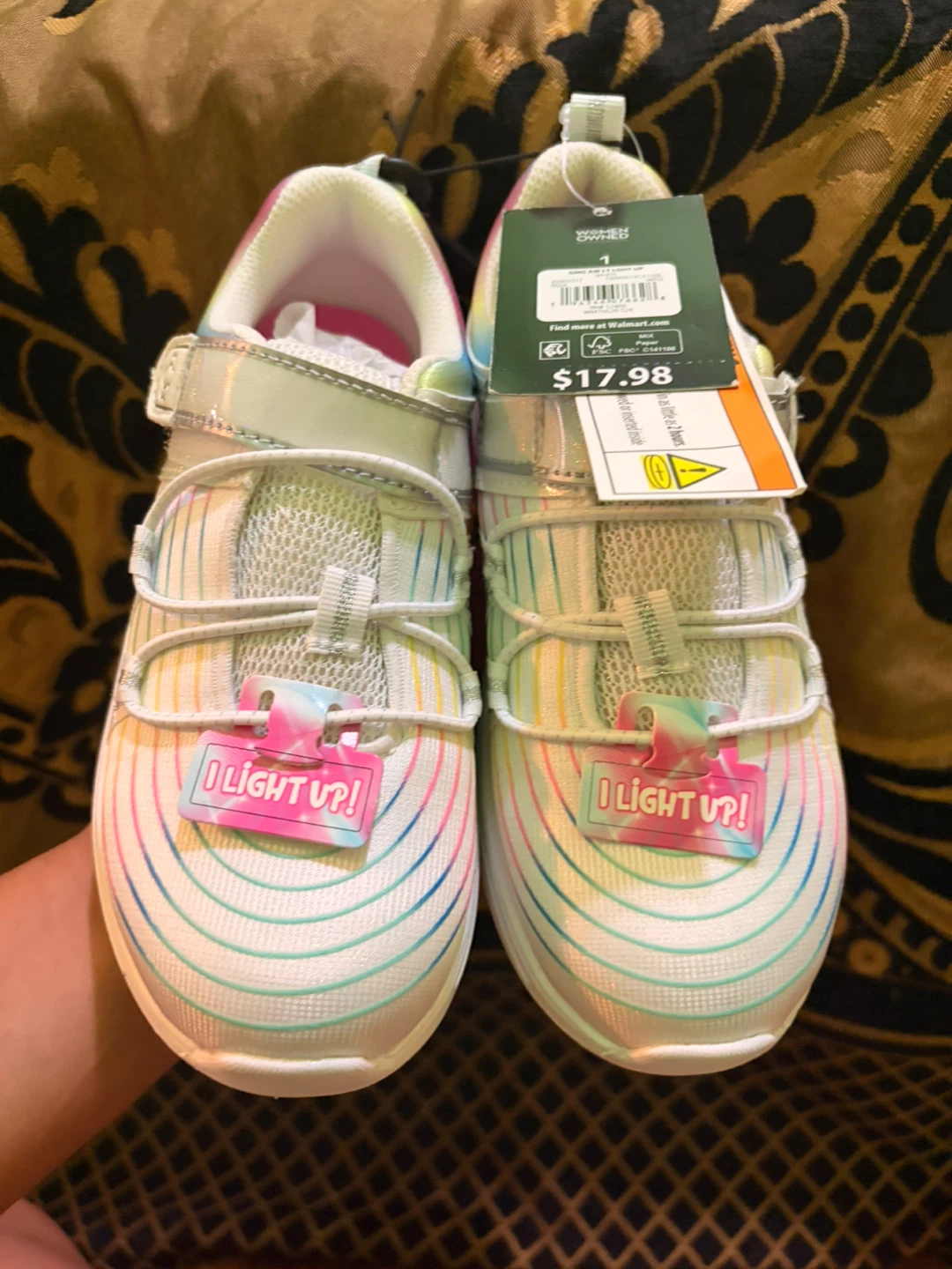 New light up athletic works shoes size 1 girls