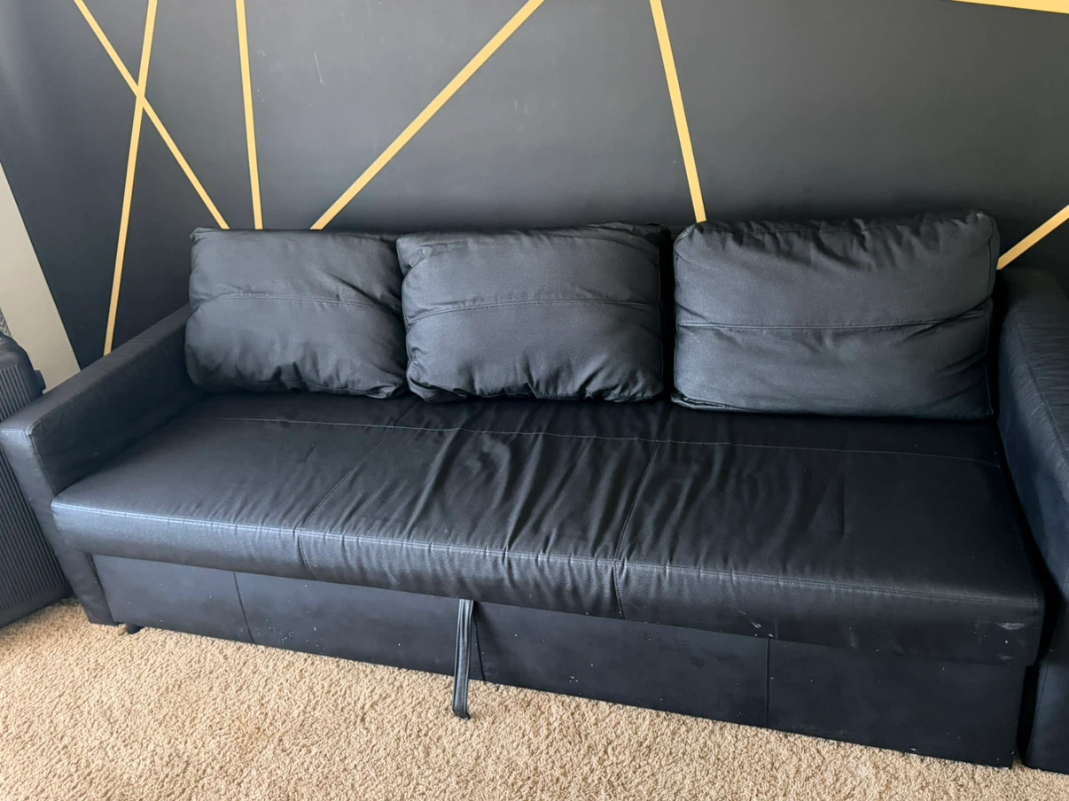 Three-seater sofa bed with cover