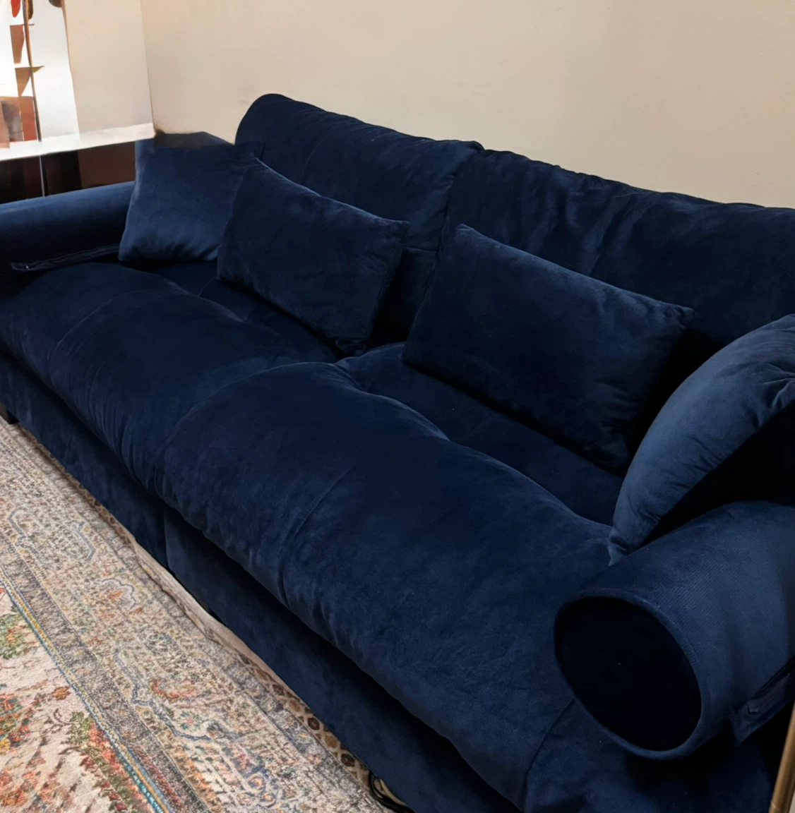 Navy Blue Velvet Sofa