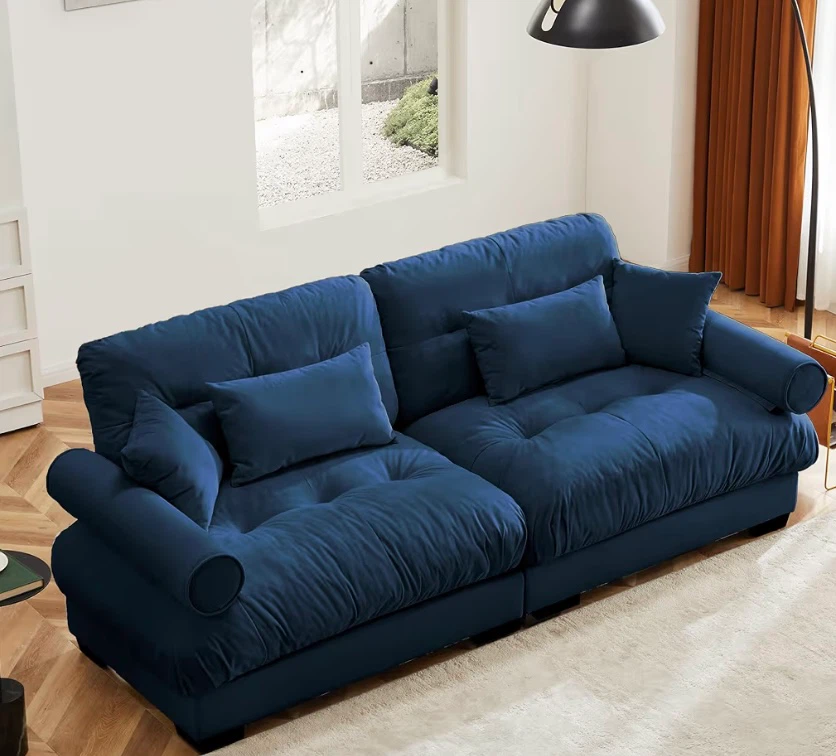 Navy Blue Velvet Sofa - photo 3