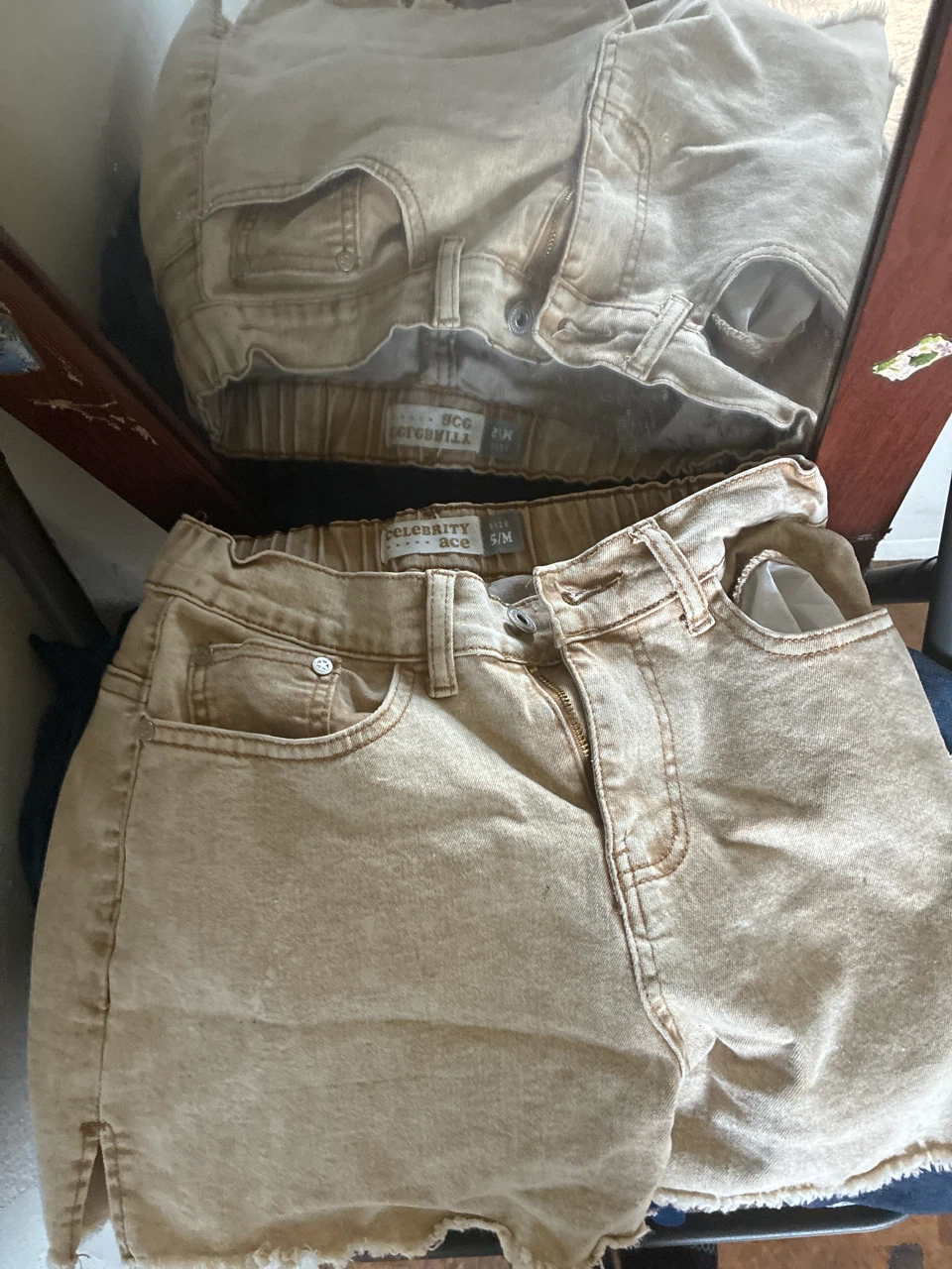 Celebrity Ace Tan Denim Shorts
