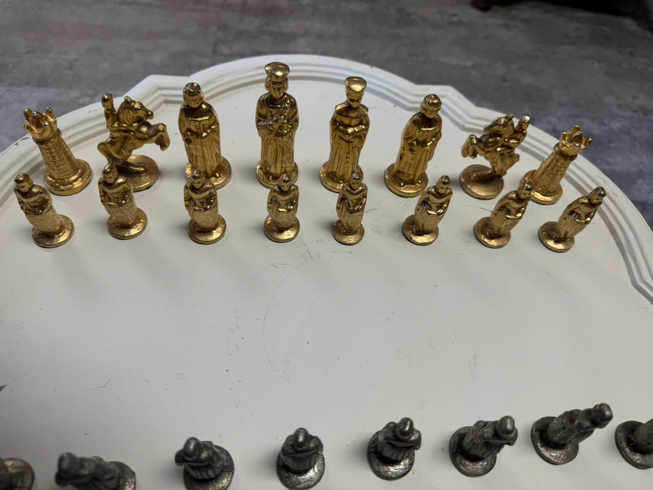 Metal Chess Set with Gold and Silver Pieces