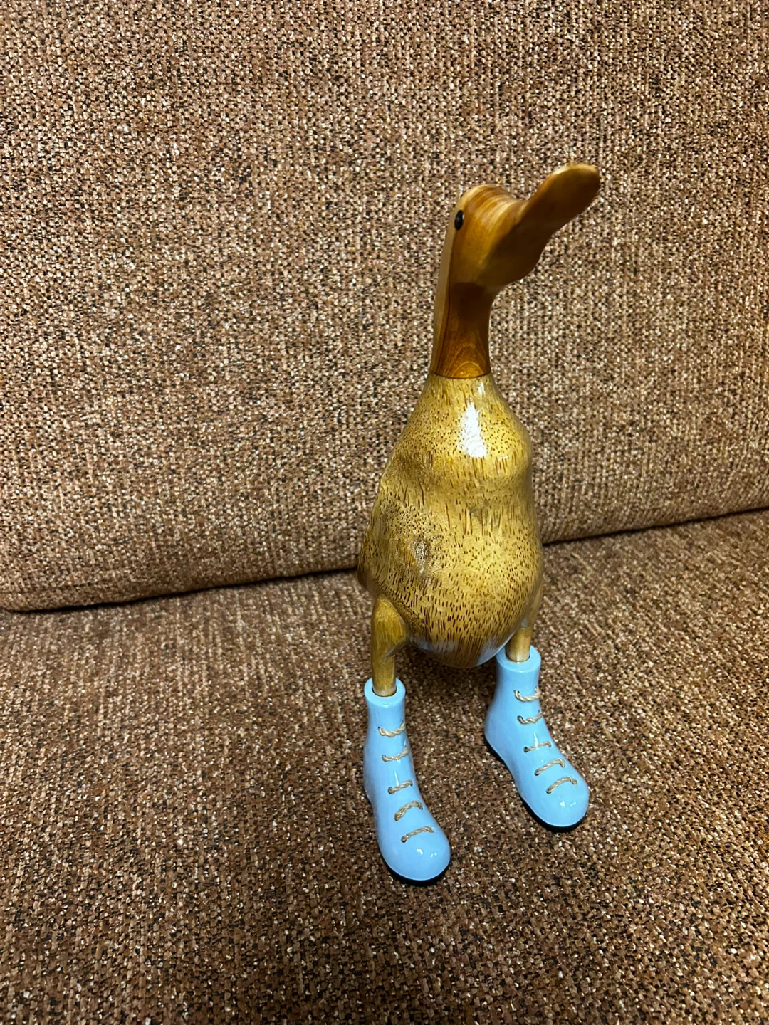 Wooden Duck Figurine with Blue Boots - photo 2