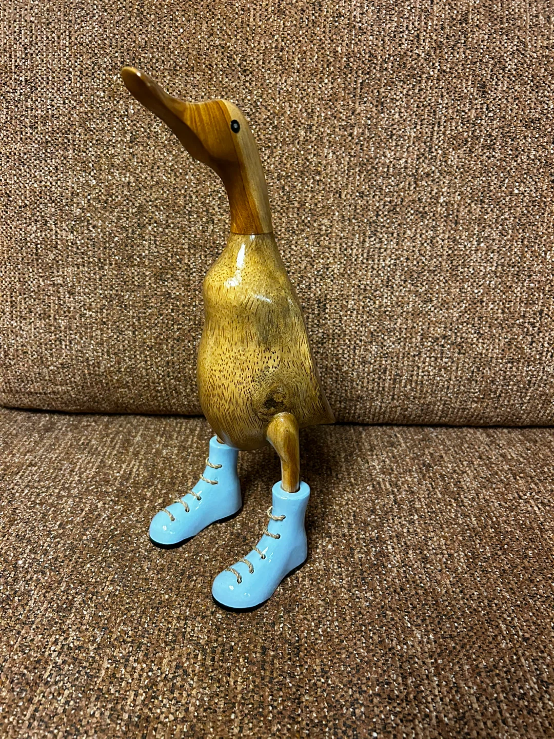 Wooden Duck Figurine with Blue Boots - photo 3