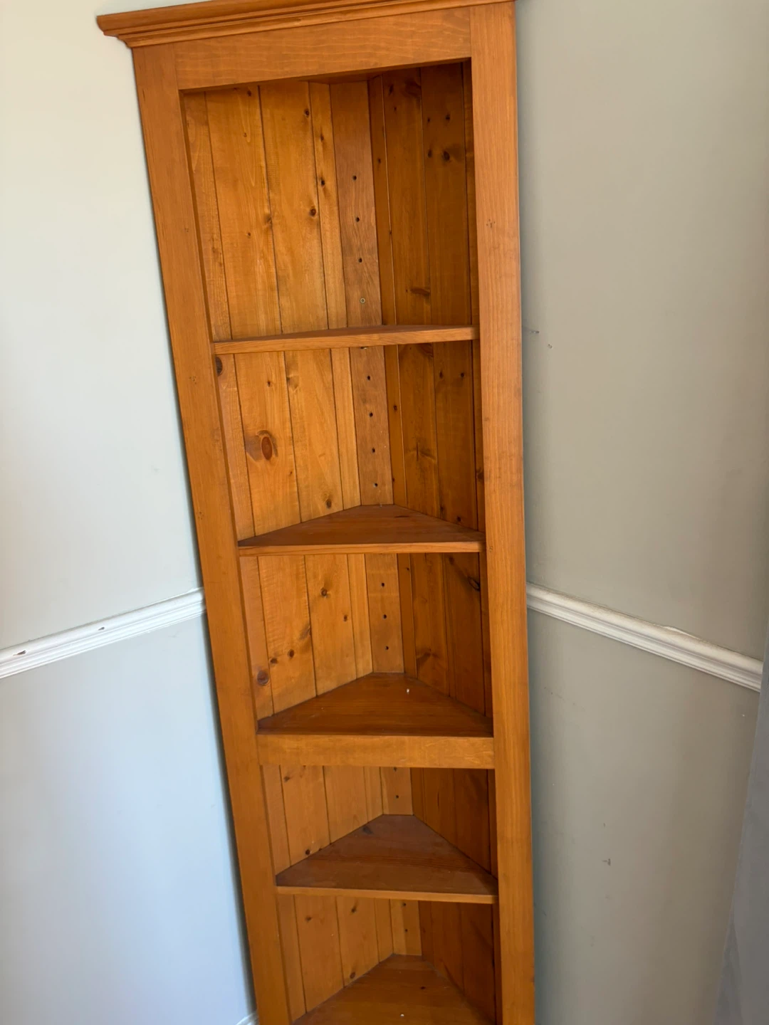 Tall Wooden Corner Shelving Unit
