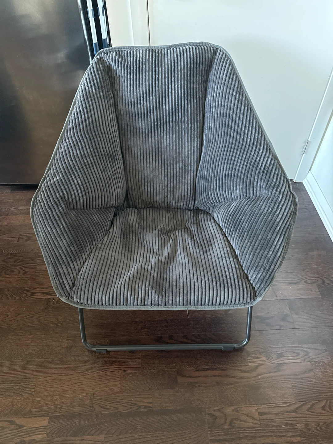 Grey Corduroy Folding Saucer Chair