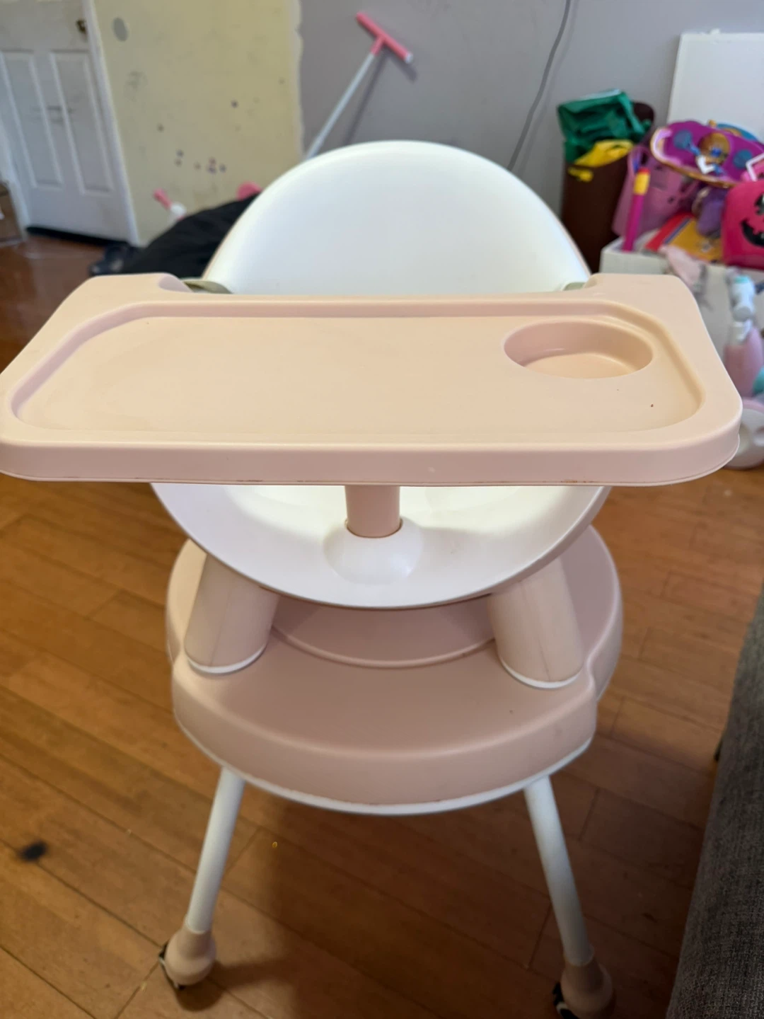 Pink and White Baby High Chair
