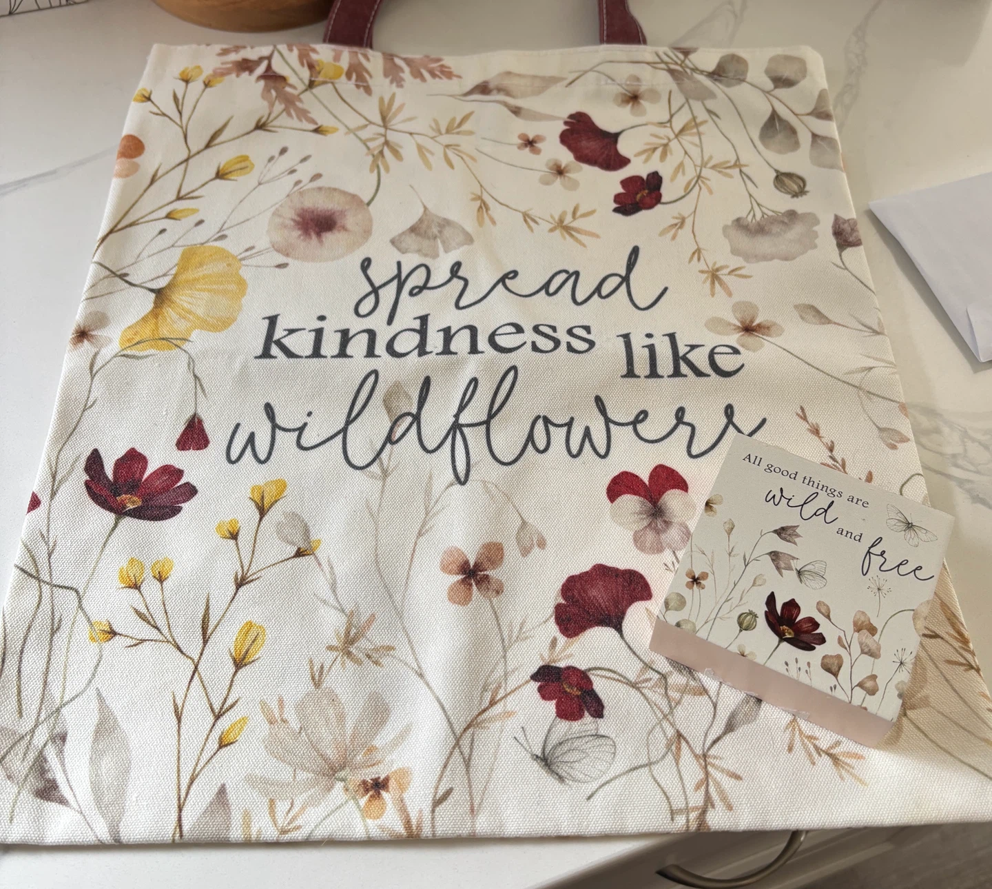 Wildflower Tote Bag and Small Block Sign Set