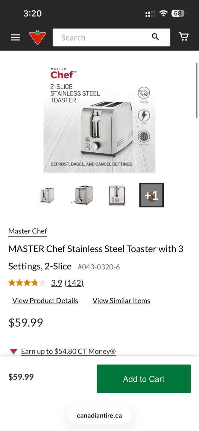 Master Chef 2-Slice Stainless Steel Toaster
