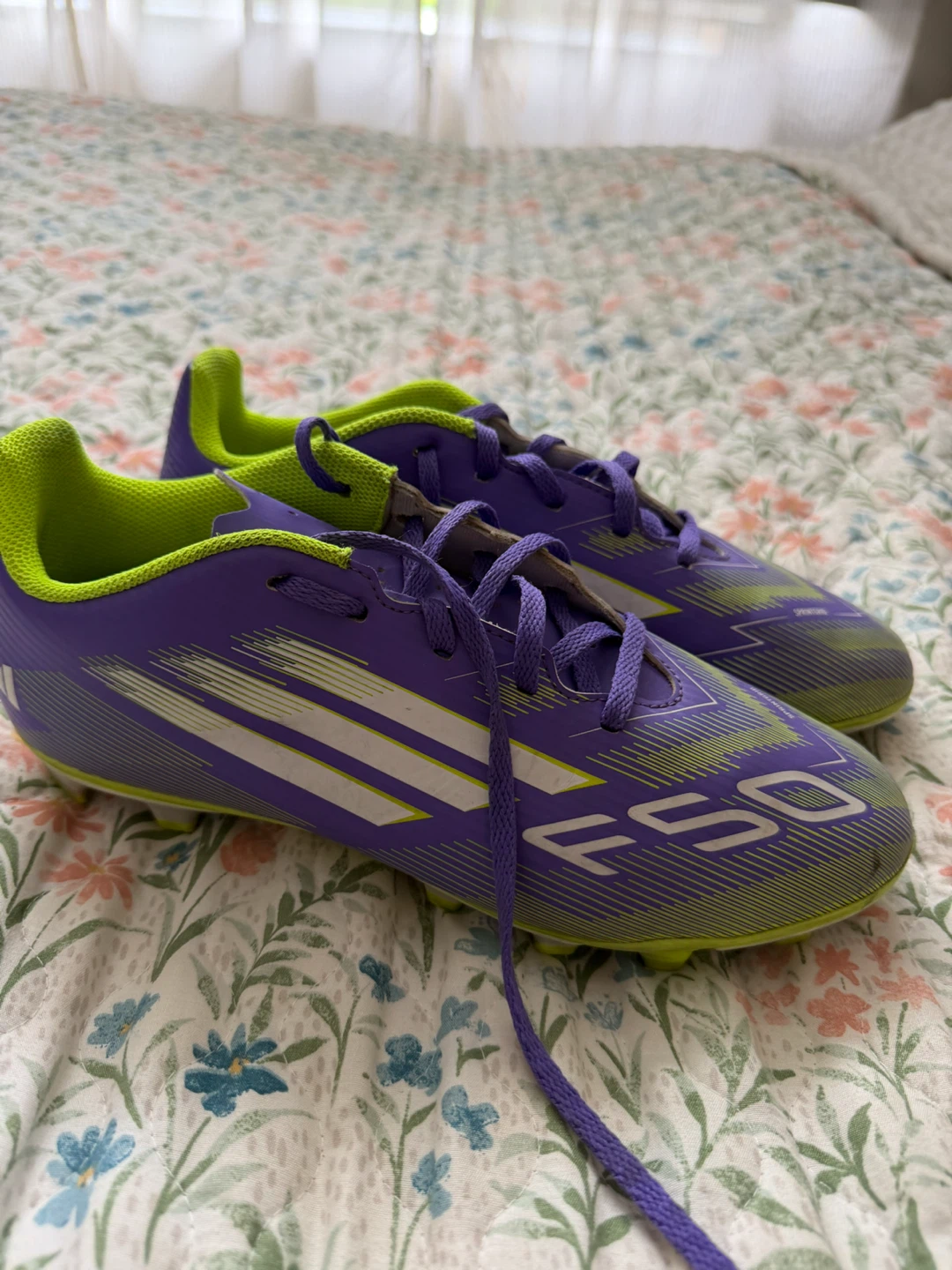 Adidas F50 Soccer Cleats Purple and Lime